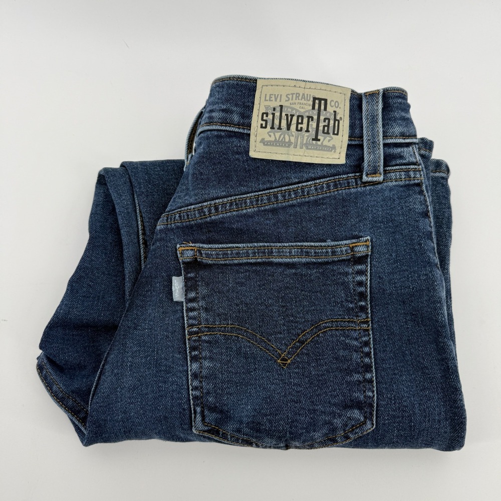 Levis SilverTab Mom Jeans Dark Wash High Rise Tapered Leg Size 29